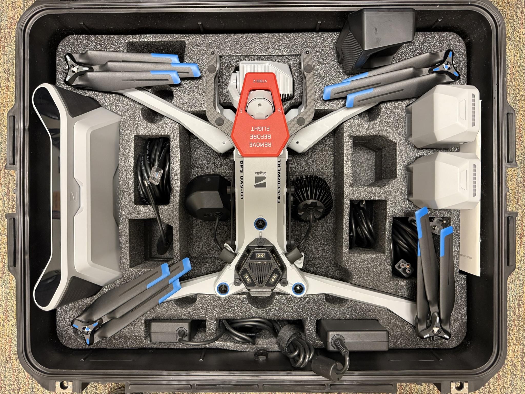 Skydio kit packed in a case