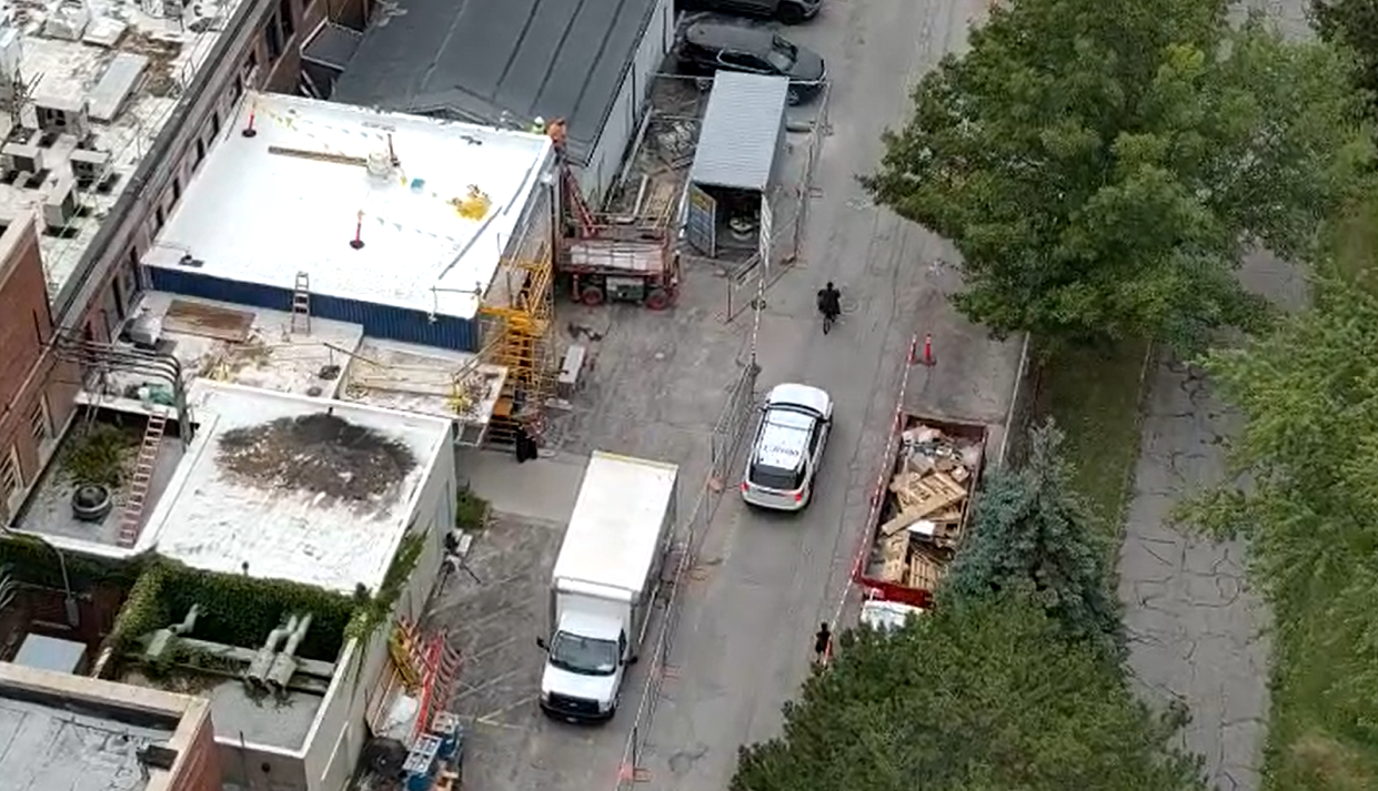 Aerial view of a street operation